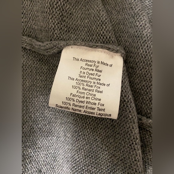 La Fiorentina Genuine Fox Trim Wool Wrap Gray One Size - Picture 12 of 12